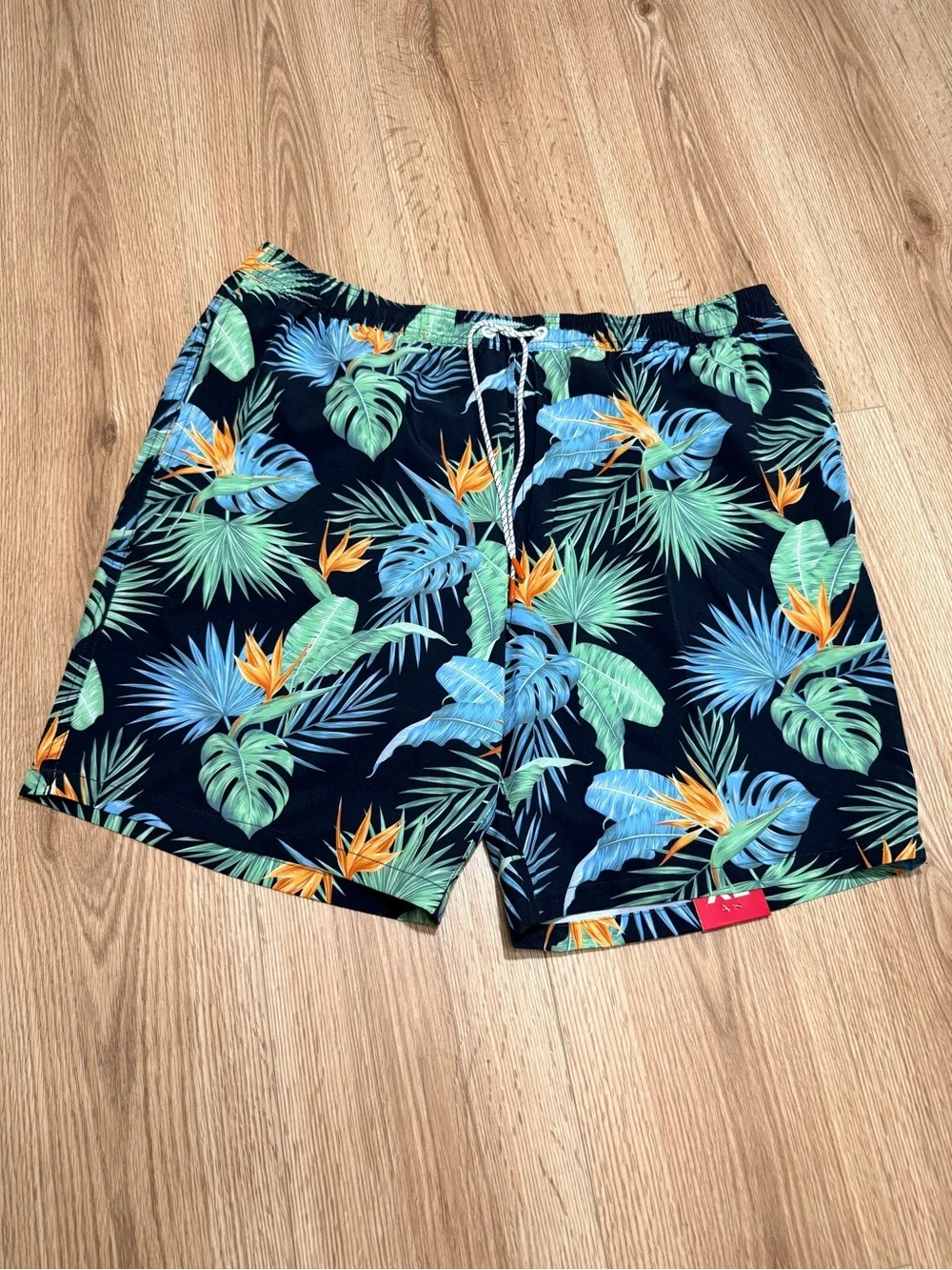 Bonobos Mens Swim Trunks Navy Tropical Palm Print 9 Inch Inseam Size XL NWT